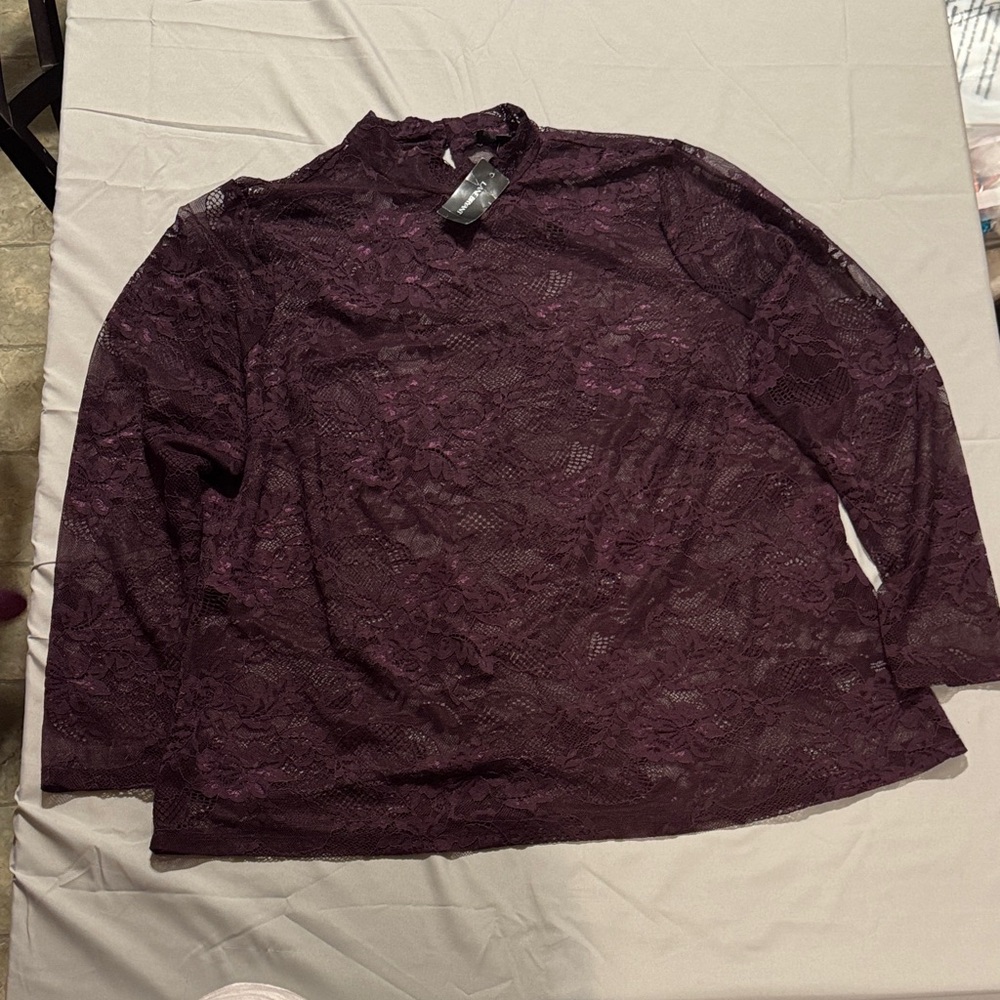 Lane Bryant Lace Blouse in Rich Purple